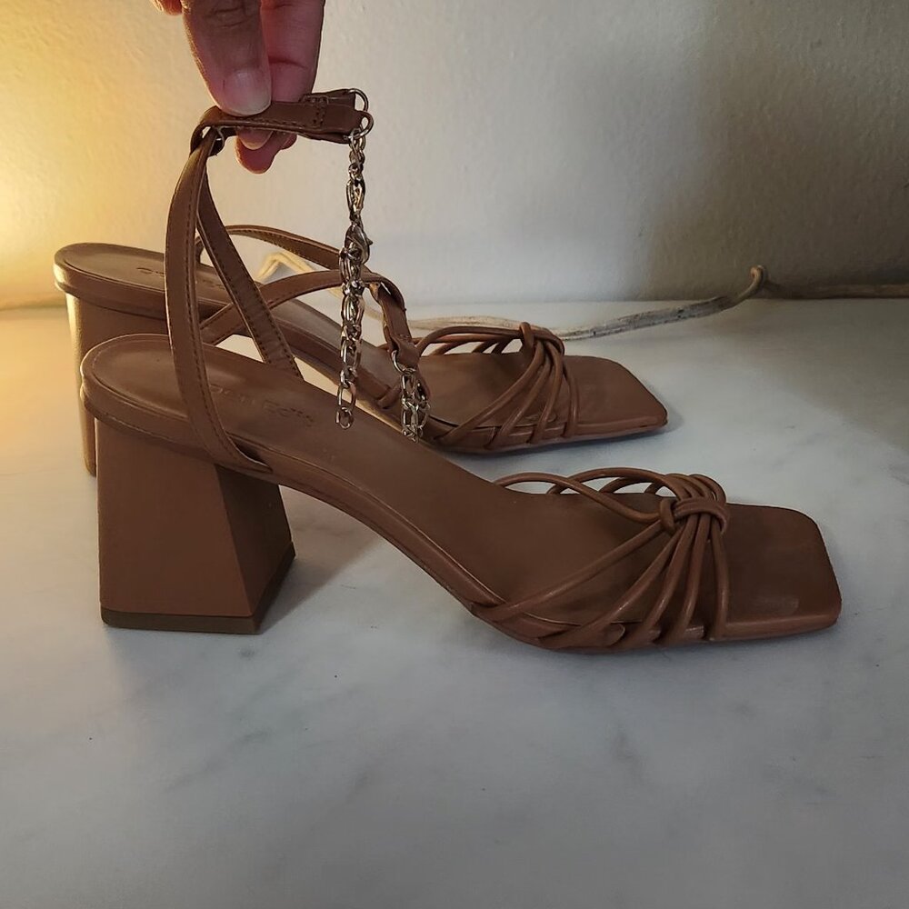 Open Edit Women’s Brown Square Toe Clarissa Chain Sandals Size 7